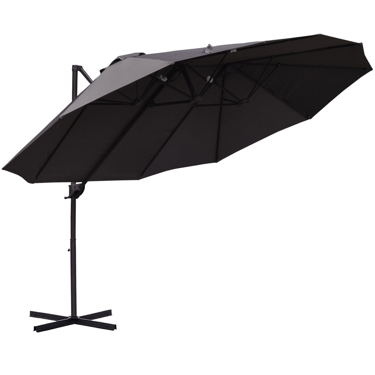 Double Parasol Cantilever Adjustable Garden Sun Protection, Metal Dark Grey