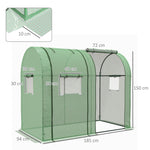 Greenhouse with 2 Roll-Up Doors, Windproof with Side Window and UV Protection, PE Green