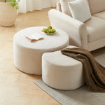 Coffee Table Set, 2-Piece Upholstered Round for Living Room, Foam