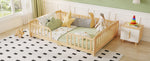 Floor Bed 140x200cm with Safety Railings, Natural Pine Wood