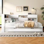 Daybed Sofa Bed with 90x200cm Storage Headboard and Extendable Bed, White