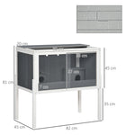Hamster Cage, 2 Huts, 82 x 45 x 81 cm, Grey Wood