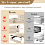 Upholstered Double Bed 160×200, Reading Lamp & USB-C, Storage, Solid Wood & Metal, Beige Linen