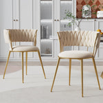 Soft Velvet Dining Chair Set - 2-Piece, Padded, Finger-Shaped Backrest, Armrests