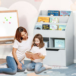Children's Bookcase, 3 Shelves 2 Open Compartments, Grey