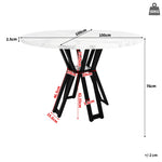 Round Dining Table 100cm 4-6 Seater - Black Legs Marbled MDF
