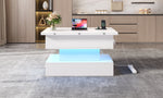 Coffee Table 100x50x51.5cm Lift-Top LED USB Power Outlet Storage, White