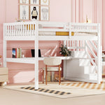 Children's Loft Bed 140x200cm with Storage Drawers & Desk, White