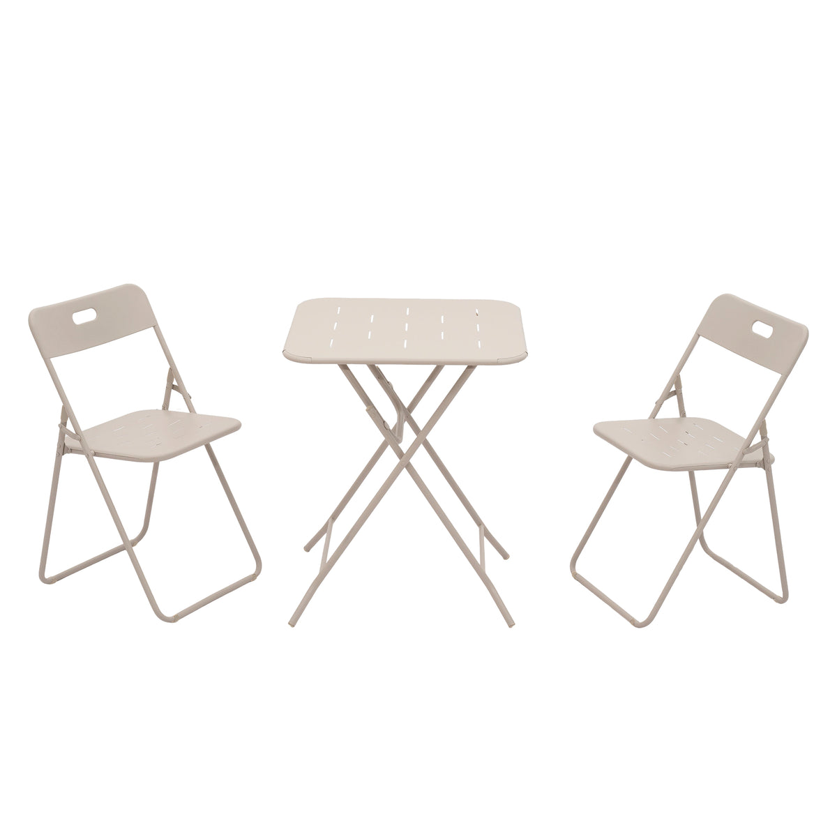 Outdoor 3-Piece Foldable Bistro Set, 2 Chairs & 1 Table, Beige