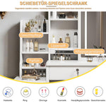 Dressing Table Set with 3-Color LED Mirror, Stool & 4 Drawers, White