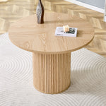 Round Dining Table 100cm MDF Storage 4-6 Seater - Light Wood Look