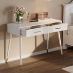 Dressing Table with 2 Drawers, Metal Feet, White