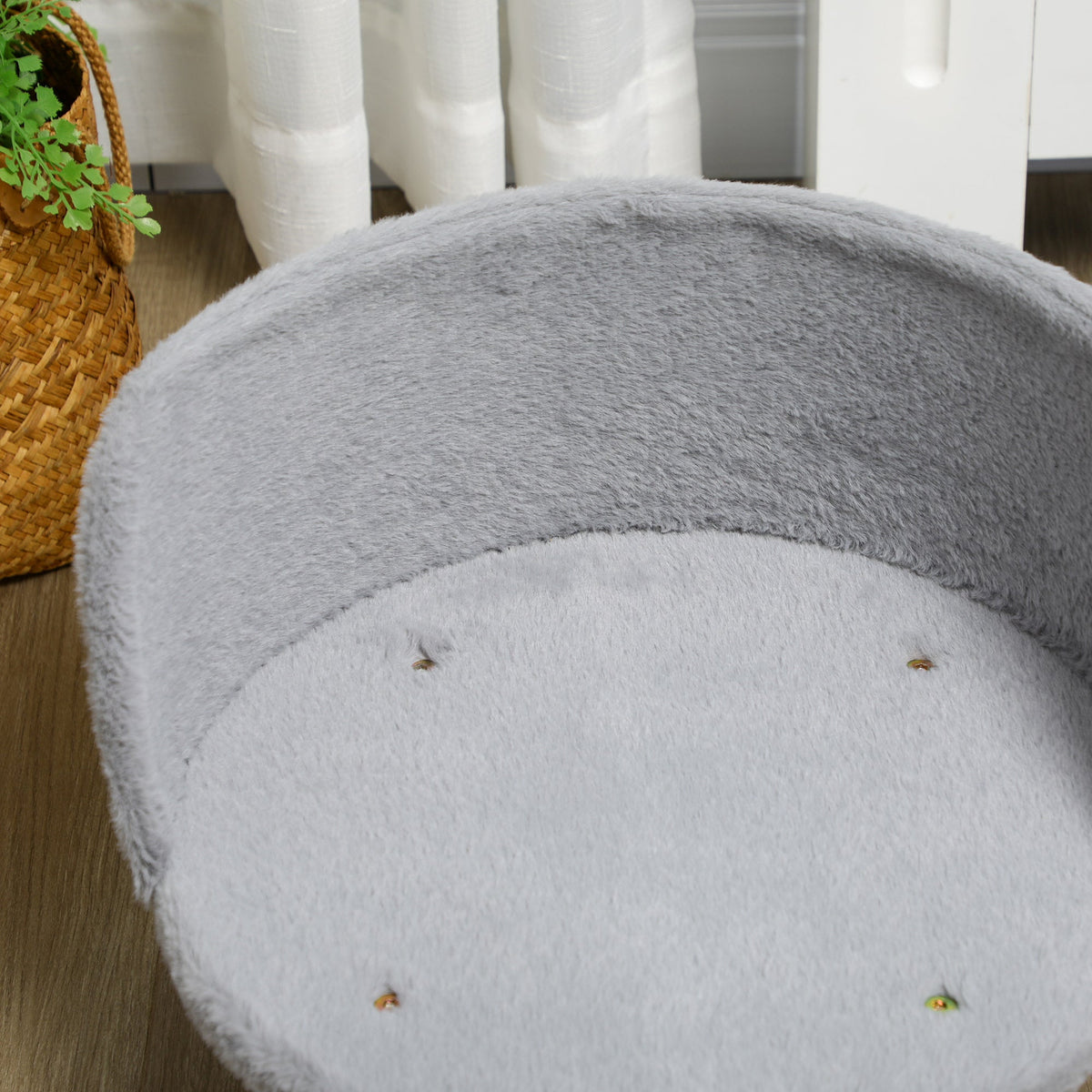 PawHut Dog Bed Cat Bed Sofa with Non-Slip Wooden Feet and Cushion, Grey