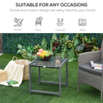 Garden/Side Table Tempered Glass Polyrattan Aluminum