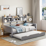 Extendable Sofa Bed 90x200cm with Storage, Grey Solid Wood