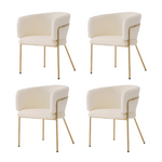 Leisure Chair, Set of 4 Dining and Dressing Chairs with Metal Legs, Beige Imitation Rabbit Down