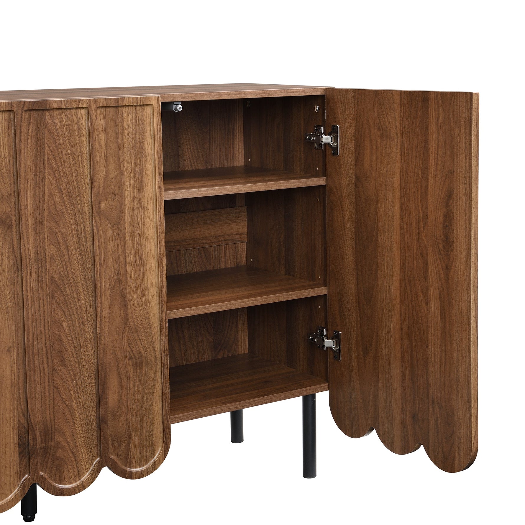 Sideboard - Wave Doors, Handleless, Adjustable Shelves, 120x35x80 cm - Wood