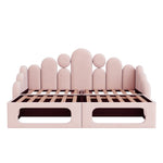 Upholstered Sofa Bed with Pet Bed and Backrest, 180x200cm, Pink Velvet
