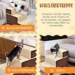 Dog Stairs, 3 Steps Pet Stairs, Plush Beige