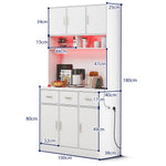 Multifunctional Buffet 100x40x180cm LED App Control Drawers Shelves Power Outlets