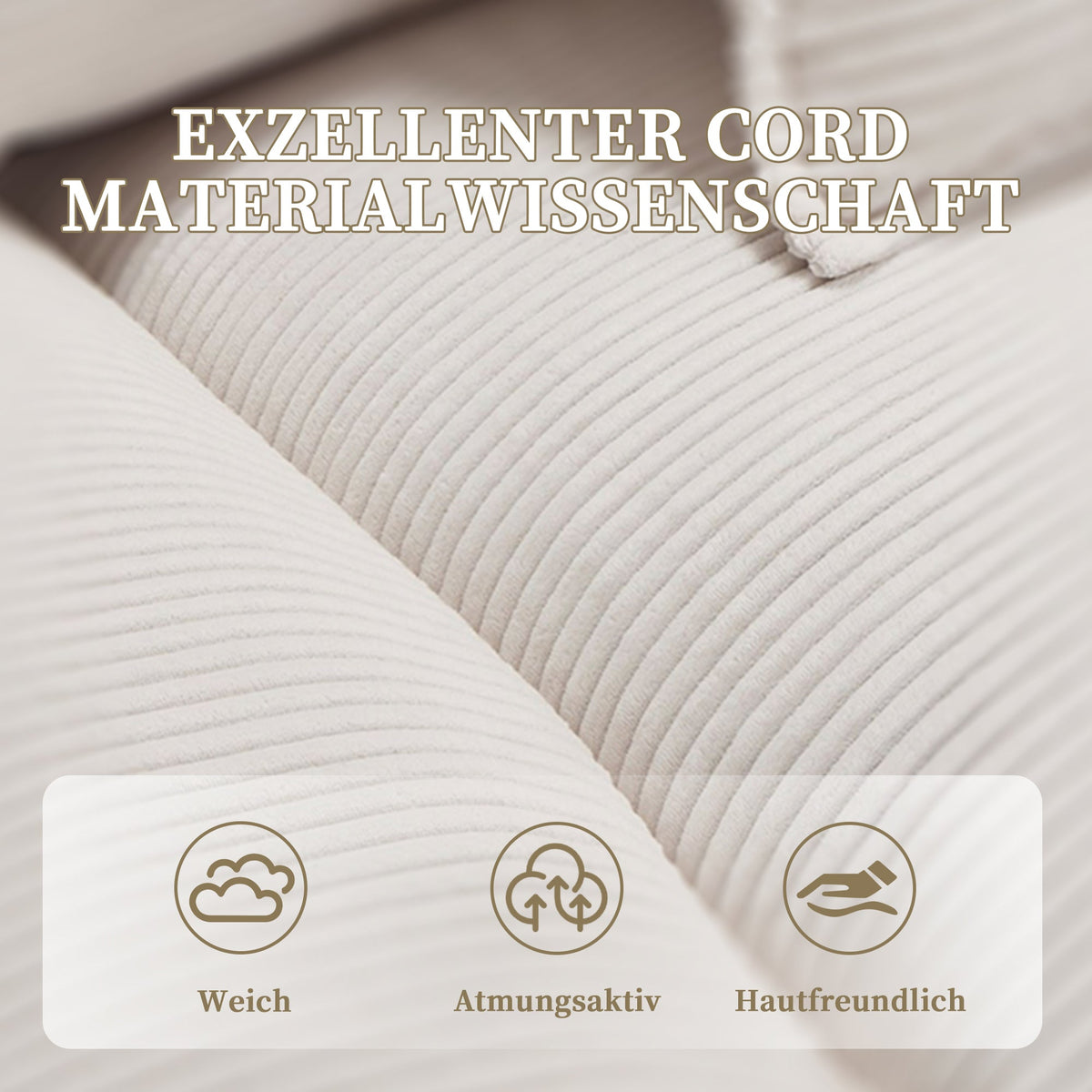 Double Sofa, Modern Simple Feather Bed Cozy Spacious, Beige