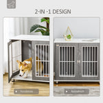 Wooden Dog House, Table Top & Cushion, Grey+White
