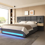 European Upholstered Bed 180x200cm Storage LED USB-C Velvet