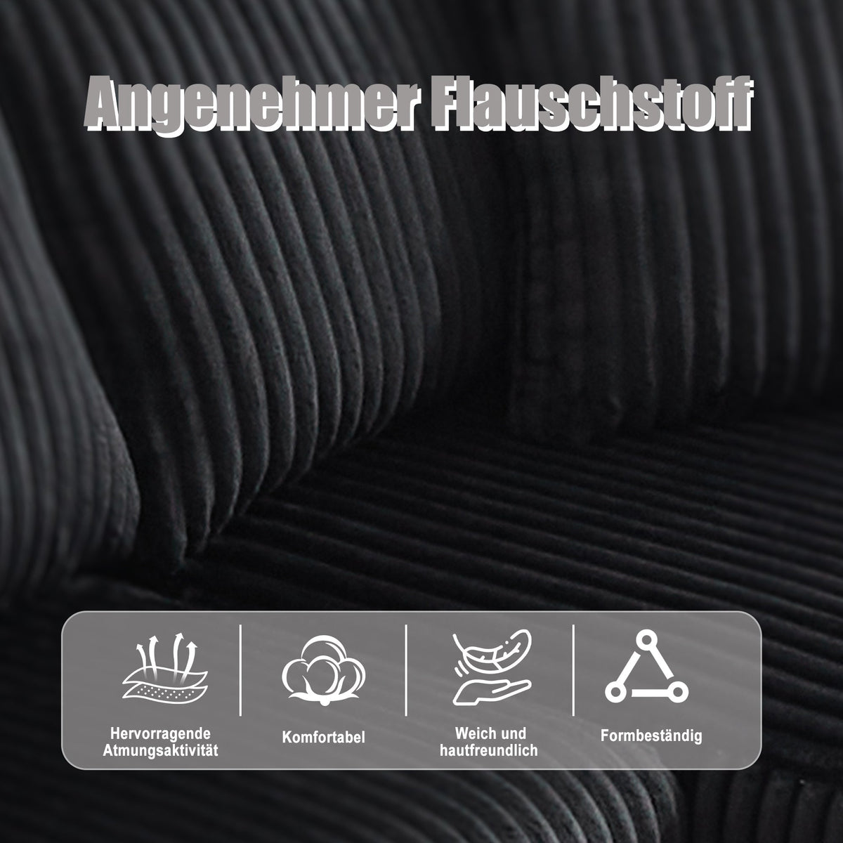 Modular Sofa Set Chaise Longue & 2-Seater with Pockets, Corduroy Fabric