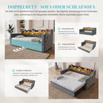 Extendable Sofa Bed 90x200cm with LED & USB, Beige Velvet