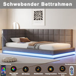 Upholstered Bed Sofa, 90x200 Multifunctional with LED & USB, Linen Fabric Grey