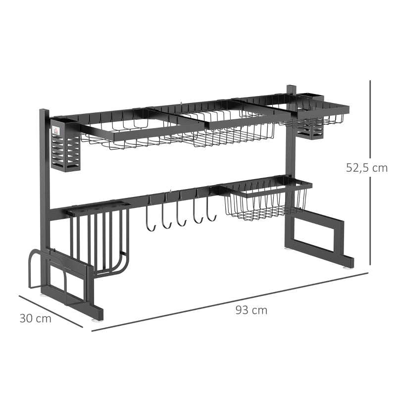 Dish Rack, Modular Dish Holder, Metal, Black