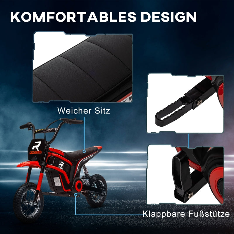 Electric Motorcycle for Kids, 24V with Horn, Light, 8-16 km/h, Red