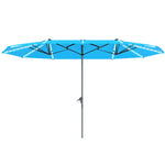 Double Parasol, Solar LED Lights, UV 50+, Aluminium, Blue