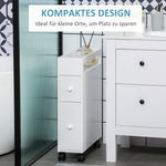 Bathroom Cabinet Niche Trolley with Wheels 2 Drawers Open Compartment, White