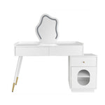 Dressing table with LED mirror and lighting, 3 drawers 1 door, white