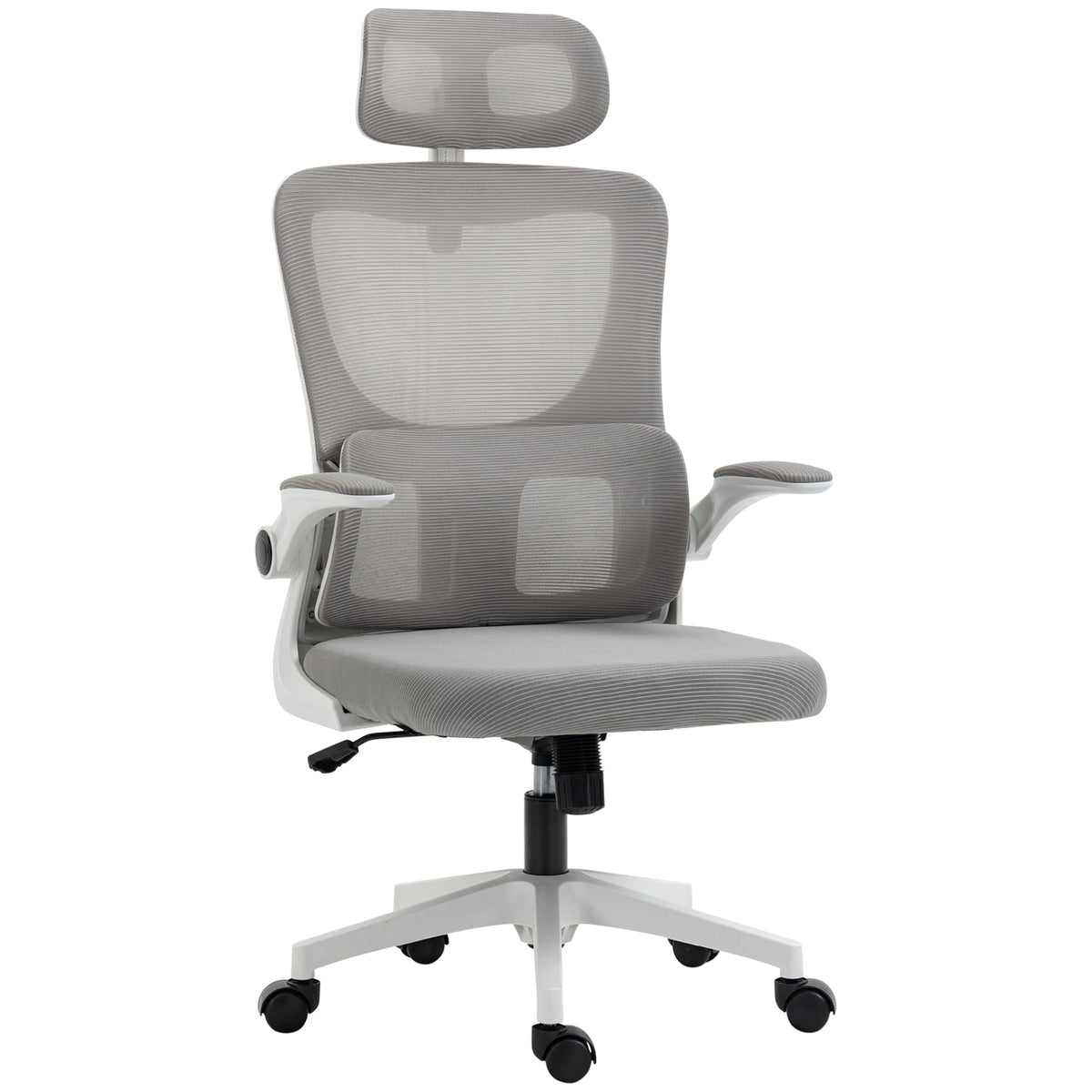 Ergonomic Office Chair - Adjustable Height, Headrest, Lumbar Support, Rocking Function - Mesh Gray