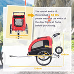 Dog Trailer Jogger, 2-in-1 Bike, Red+Black