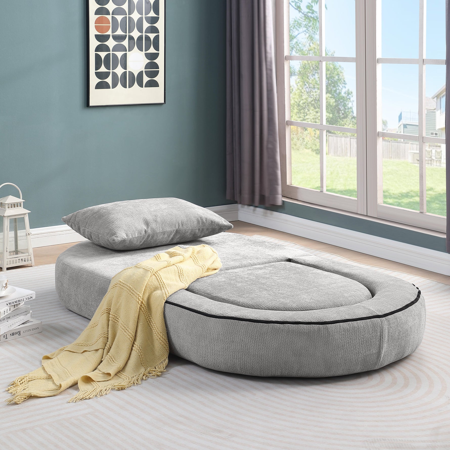 Compressed Sofa Bed Futon, Versatile Foldable Sleeper Chair & Mattress for Guest/Office, Fabric