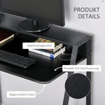 Computer Desk with Storage, Cable Management, Metal Black