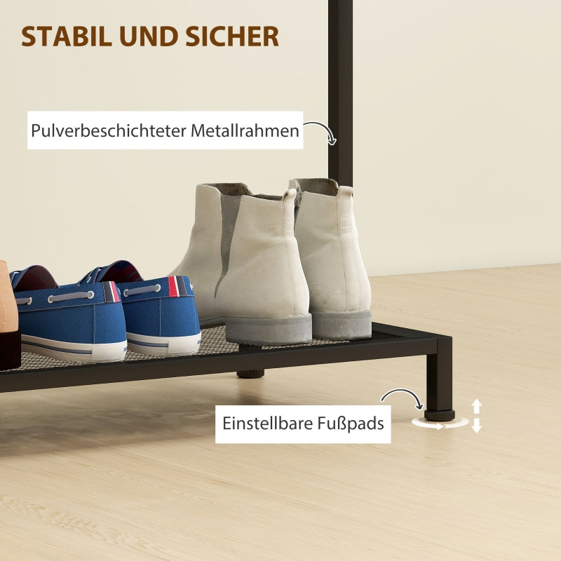 Coat Rack, Clothes Rail Shoe Rack Storage, Oak