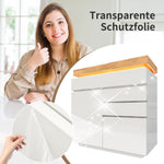 Chest of Drawers, High-Gloss Sideboard 2 Doors 3 Drawers, LED, White