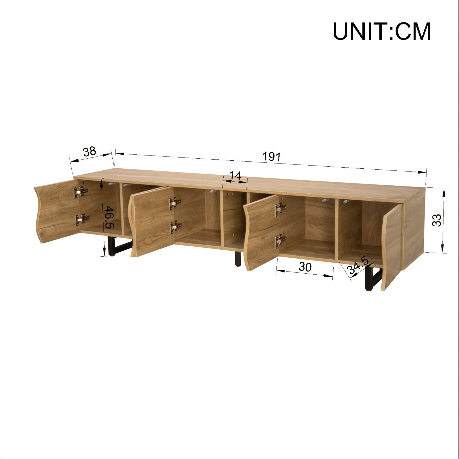 Low TV Stand Five-Door Cabinet Unique Design 191cm