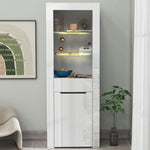 Display Cabinet with App LED Lights and Shelves, White