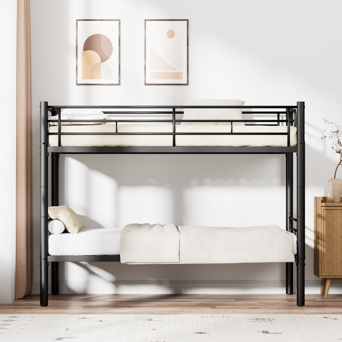 Children's Bunk Bed 90x200cm Convertible to 2 Beds, Black