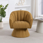 360° Swivel Chair with Ergonomic Cushions and Wraparound Armrests, Mustard Yellow