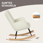 Rocking Chair, Upholstered, Wooden Base, White