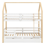 Children's House Bed 90x200cm with Large Drawers Pine Wood white+wood color