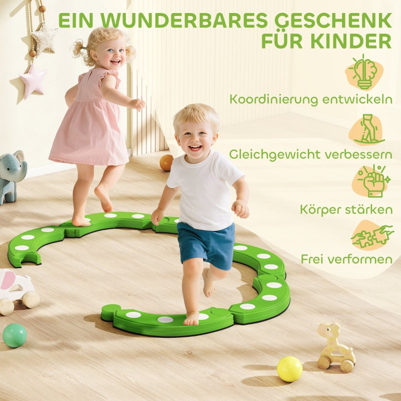 Balance Beam with 6 Curved Segments and Sensory Protrusions, 50 kg Capacity, Green