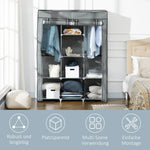 Fabric Wardrobe, Foldable Clothes Rails 8 Tiers, Light Grey