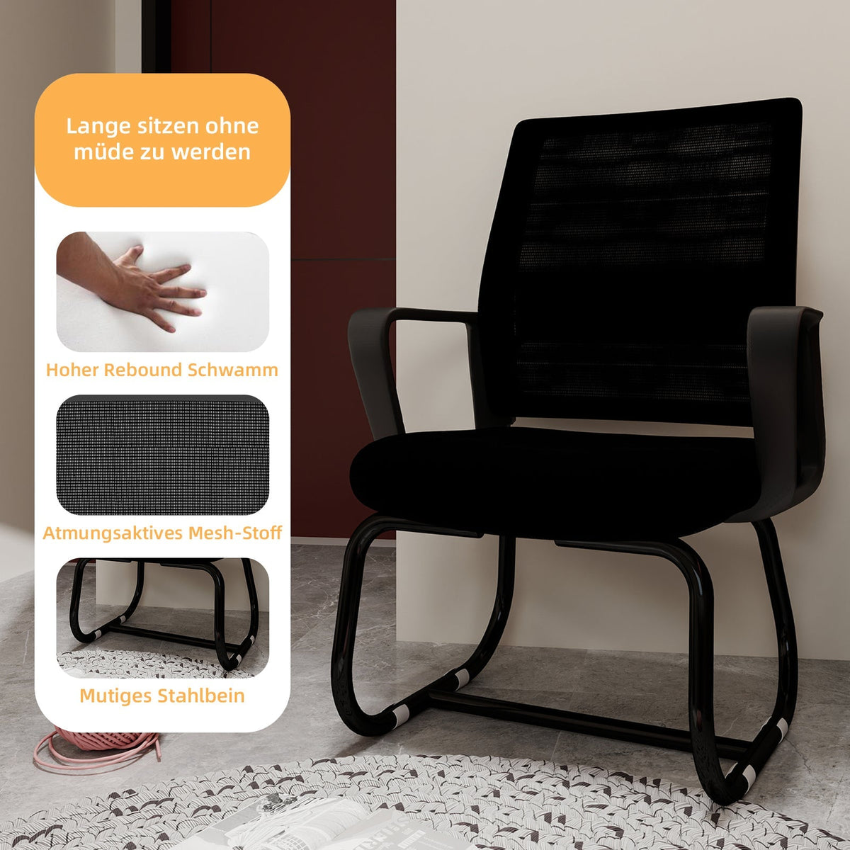 Minimalist Office Chair - Modern, Comfortable, Metal Frame